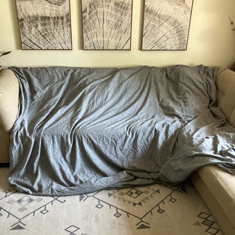Kenneth Cole King Duvet Cover Gray White 52% Linen 48% Cotton 94"x108"